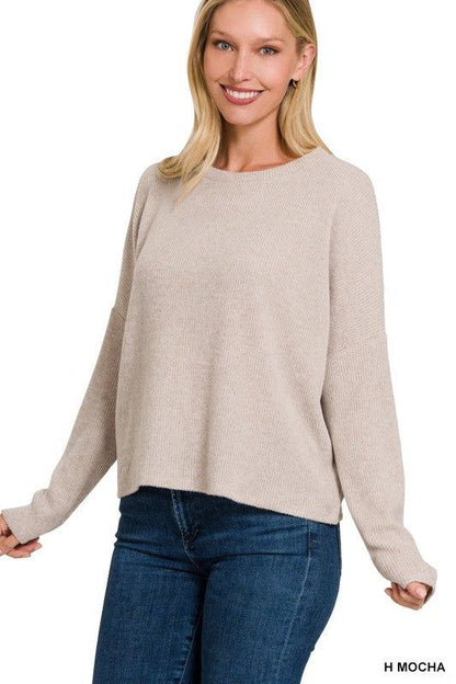 Women's Ribbed Dolman Long Sleeve Sweater - us.meeeshop