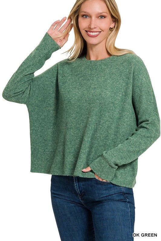 Women's Ribbed Dolman Long Sleeve Sweater - us.meeeshop