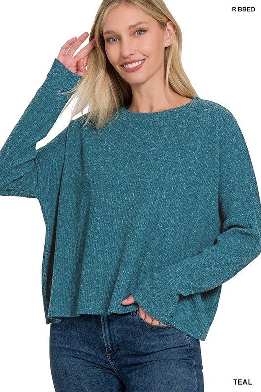 Women's Ribbed Dolman Long Sleeve Sweater - us.meeeshop