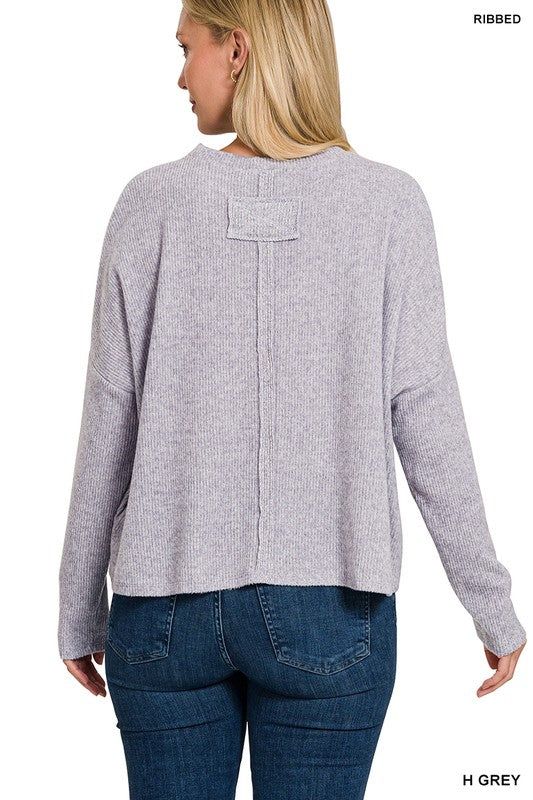 Women's Ribbed Dolman Long Sleeve Sweater - us.meeeshop