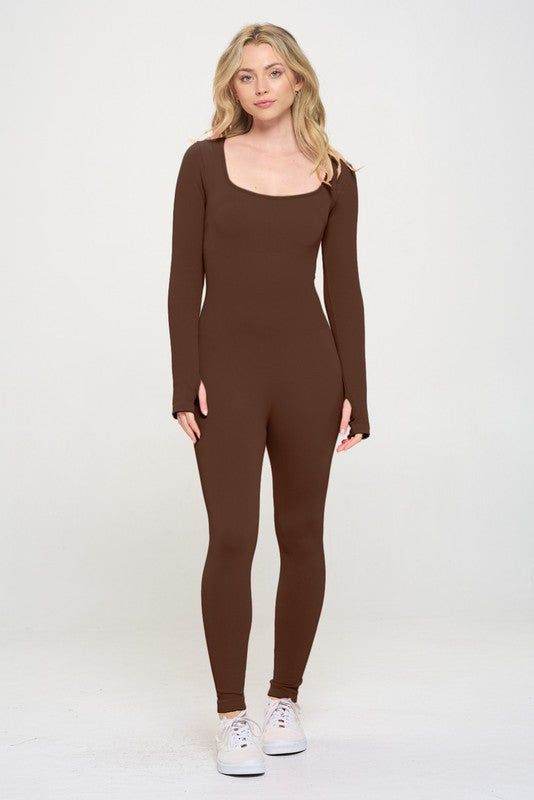 Ribbed Knit Jumpsuit Long Sleeve - us.meeeshop