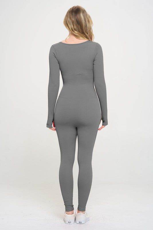 Ribbed Knit Jumpsuit Long Sleeve - us.meeeshop