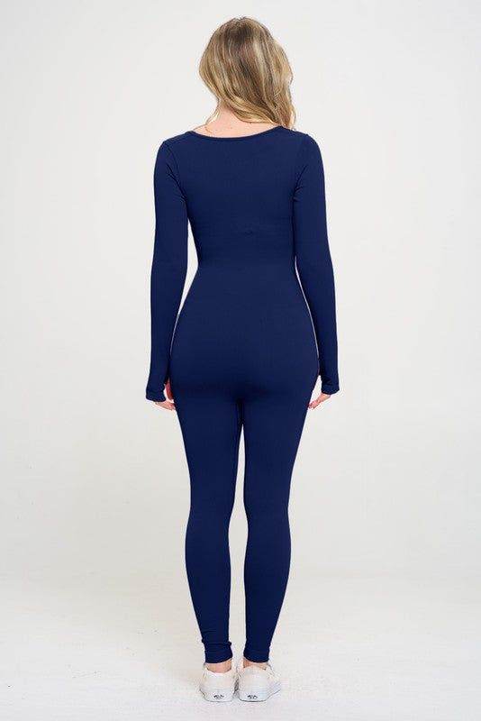 Ribbed Knit Jumpsuit Long Sleeve - us.meeeshop