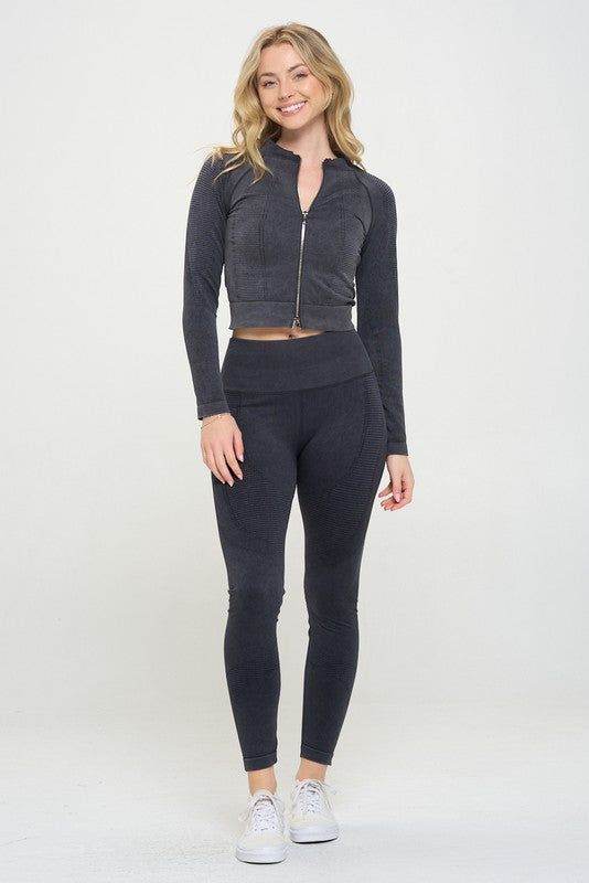 Ribbed Knit Tracksuit Two-Piece Set - us.meeeshop