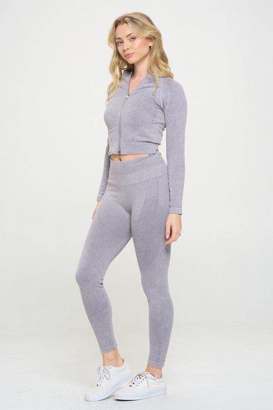 Ribbed Knit Tracksuit Two-Piece Set - us.meeeshop