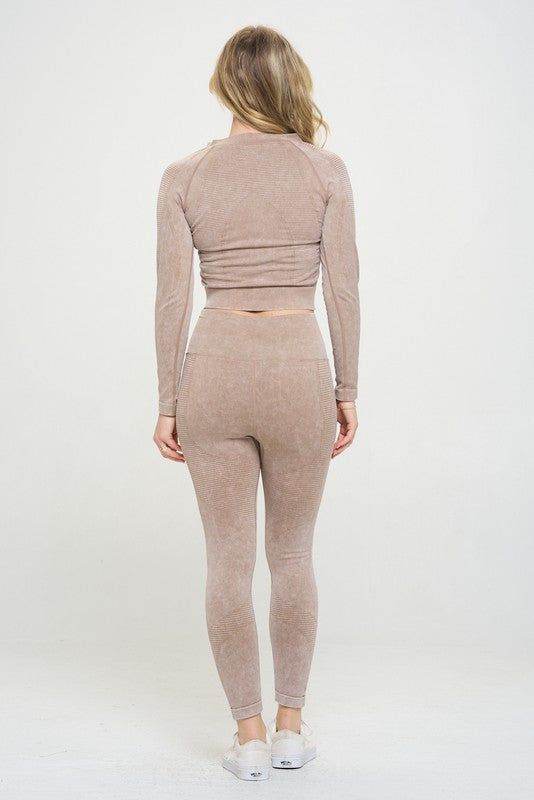 Ribbed Knit Tracksuit Two-Piece Set - us.meeeshop