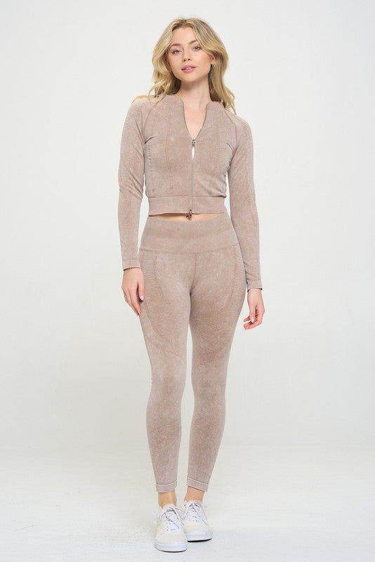 Ribbed Knit Tracksuit Two-Piece Set - us.meeeshop