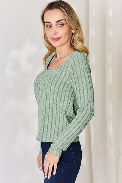 Women's Ribbed Long Sleeve T-Shirt - us.meeeshop