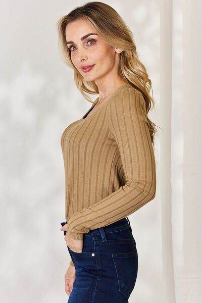 Ribbed Long Sleeve T-Shirt - us.meeeshop