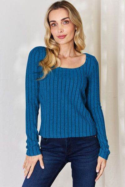 Ribbed Long Sleeve T-Shirt - us.meeeshop