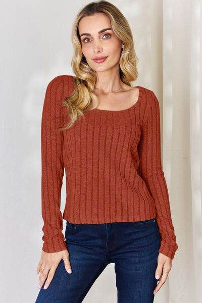 Ribbed Long Sleeve T-Shirt - us.meeeshop