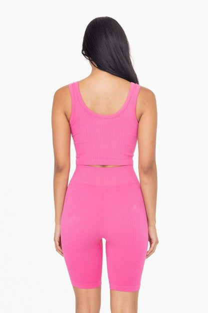 Women's Ribbed Seamless Cropped Tank Top - us.meeeshop