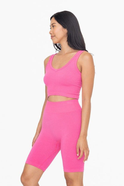 Women's Ribbed Seamless Cropped Tank Top - us.meeeshop