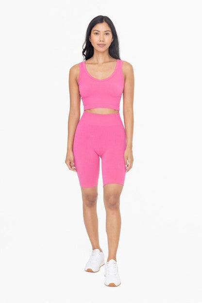 Women's Ribbed Seamless Cropped Tank Top - us.meeeshop