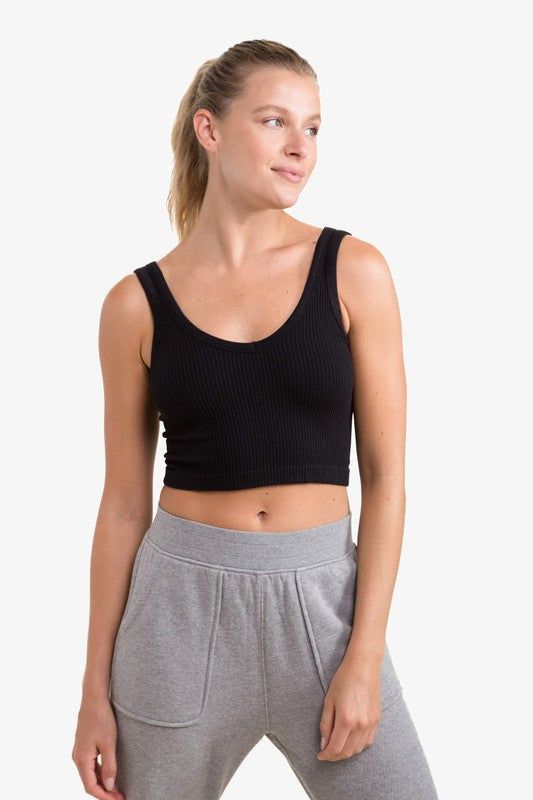 Women's Ribbed Seamless Cropped Tank Top - us.meeeshop