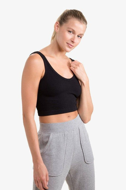 Women's Ribbed Seamless Cropped Tank Top - us.meeeshop