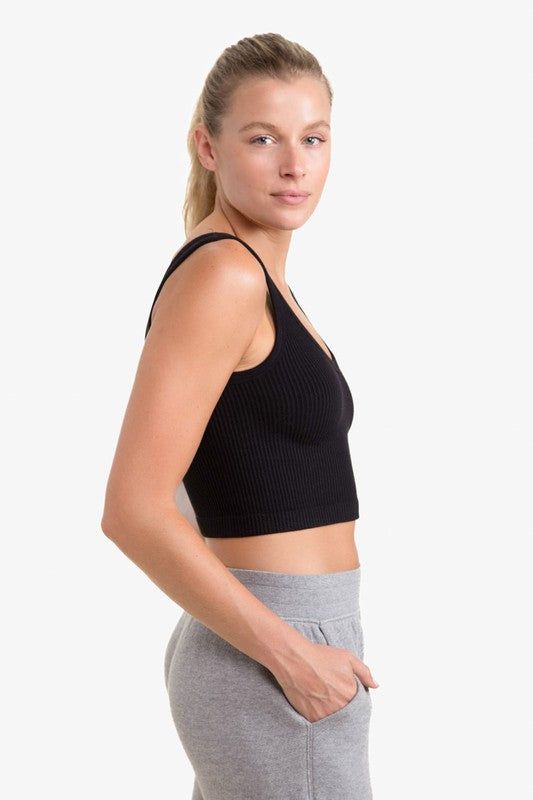 Women's Ribbed Seamless Cropped Tank Top - us.meeeshop