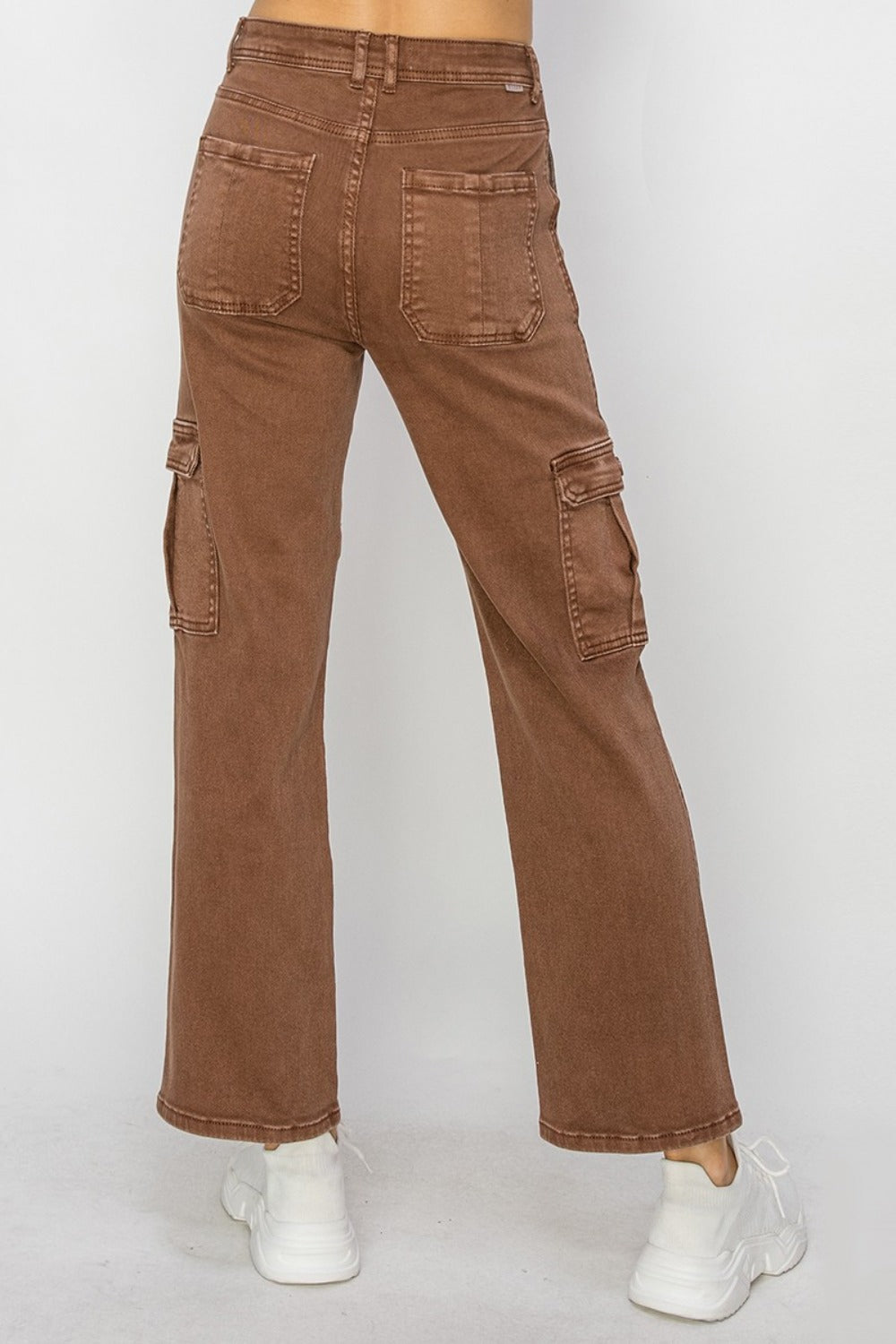 Risen Full Size High Rise Cargo Jeans In Espresso us.meeeshop - 