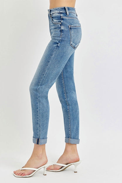 Risen Full Size High Rise Cropped Roll Up Jeans us.meeeshop - 