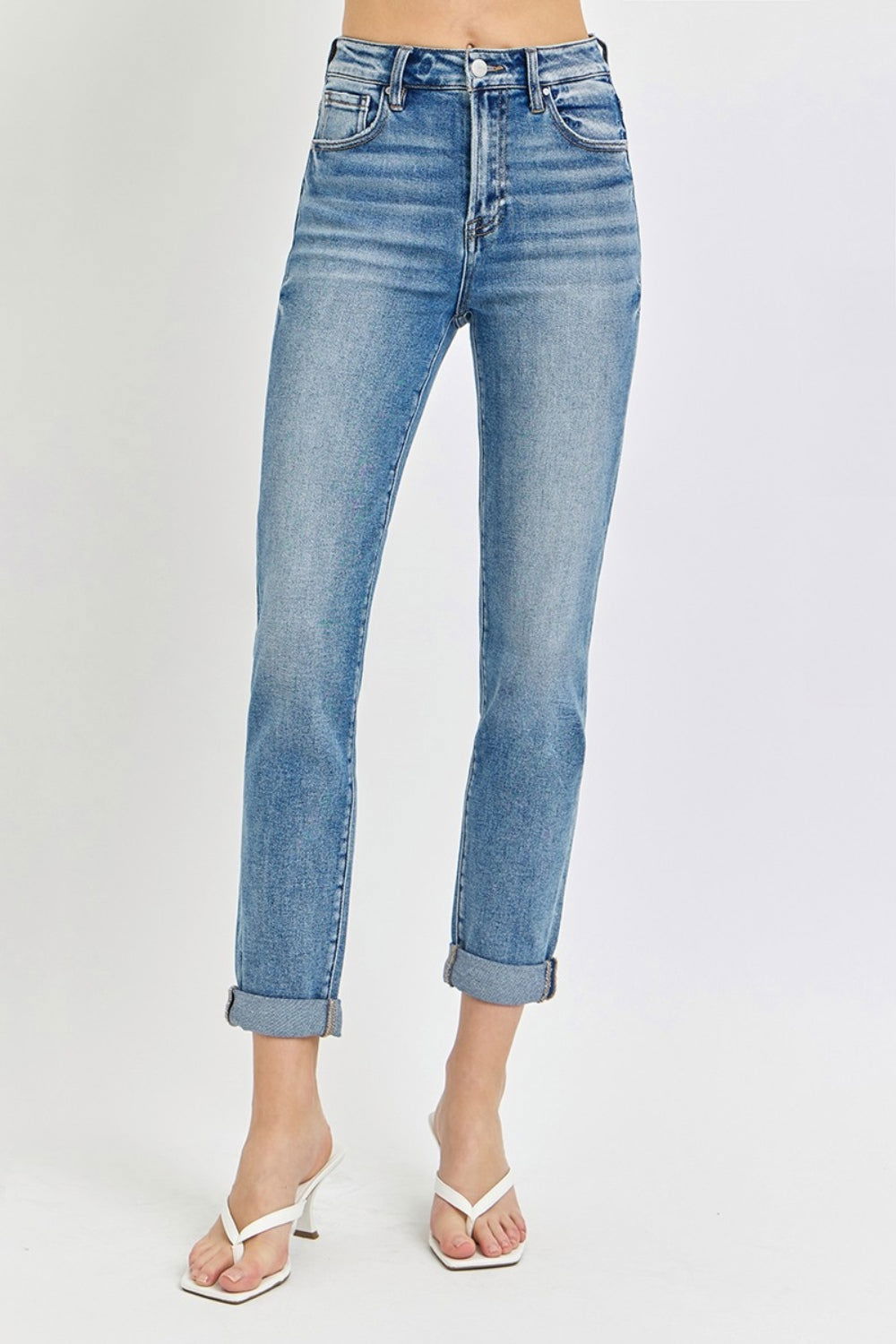 Risen Full Size High Rise Cropped Roll Up Jeans us.meeeshop - 