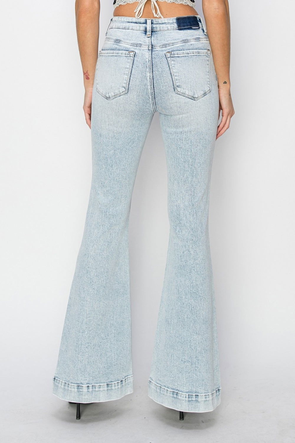 Risen Full Size High Rise Front Patch Pocket Flare Jeans us.meeeshop - 