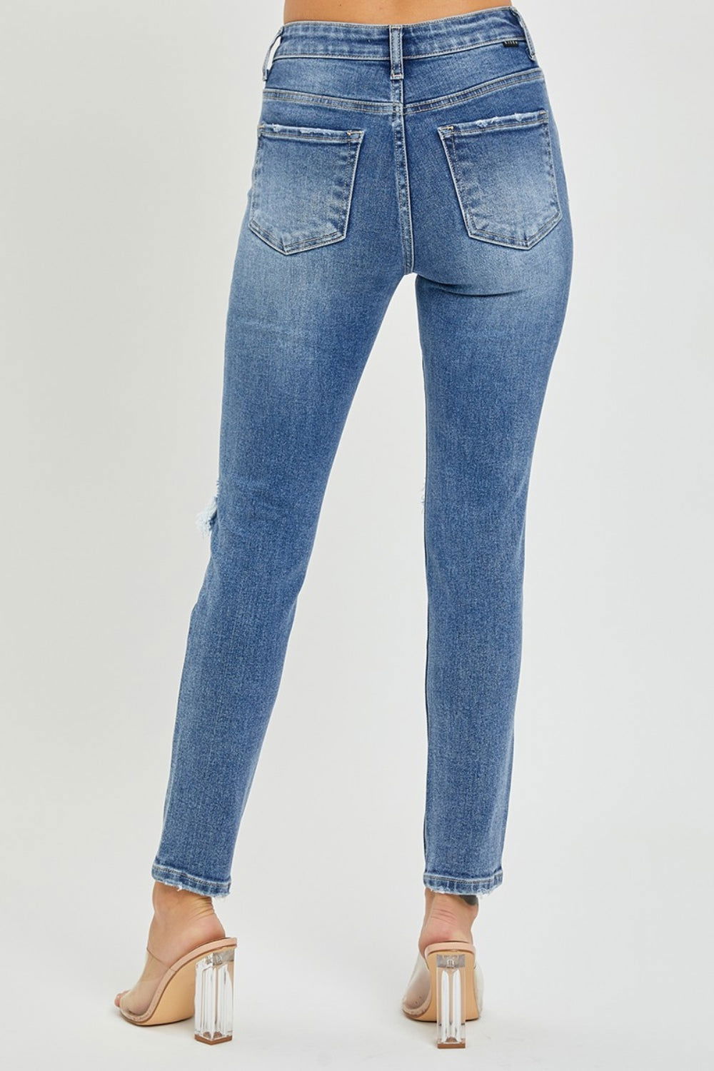 Risen Full Size High Rise Knee Distressed Skinny Jeans us.meeeshop - 