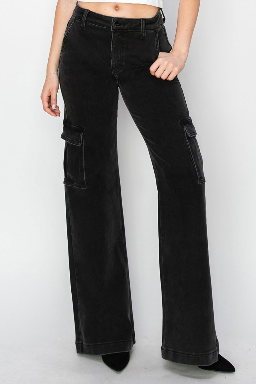 Risen Full Size High Rise Wide Leg Cargo Jeans us.meeeshop - Pants