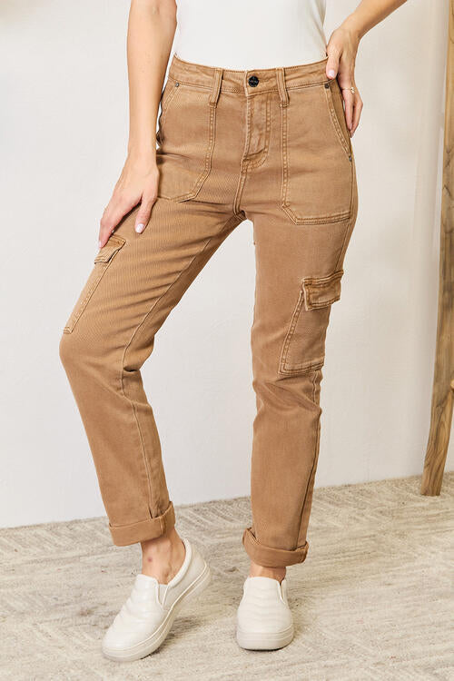 Risen High Waist Straight Jeans with Pockets | us.meeeshop