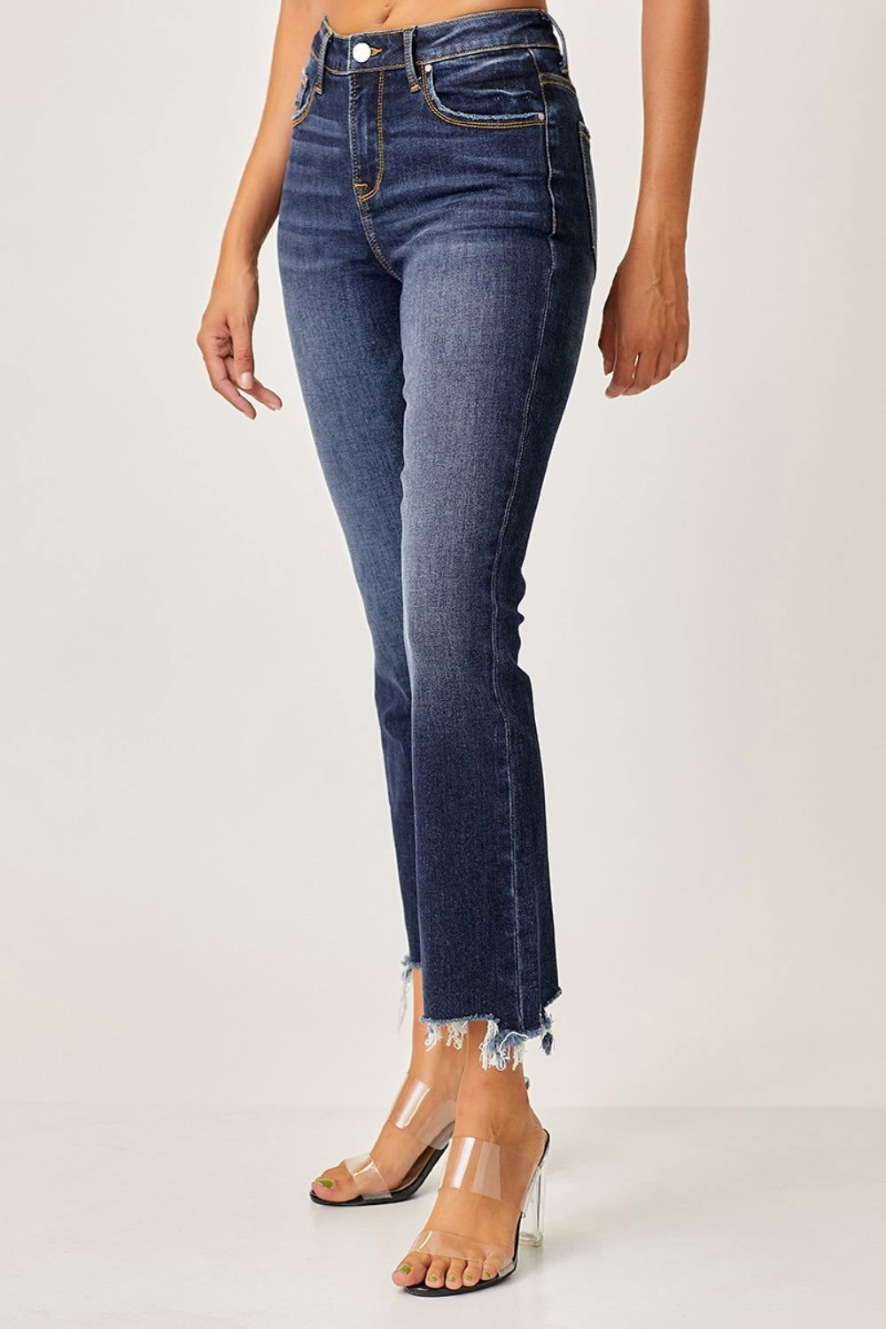 Women's Risen Full Size Frayed Hem Cropped Straight Jeans - us.meeeshop