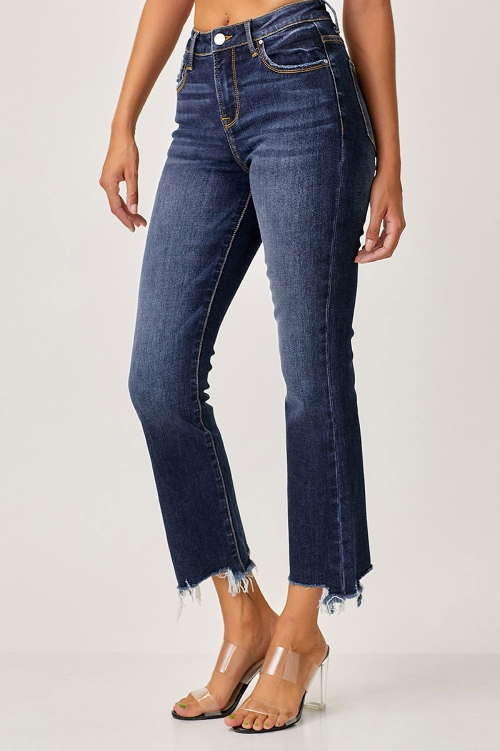 Women's Risen Full Size Frayed Hem Cropped Straight Jeans - us.meeeshop