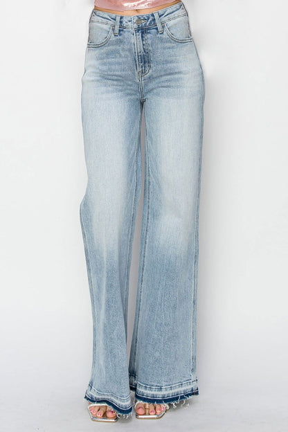 Women's Risen Full Size High Rise Wide Leg Jeans - us.meeeshop