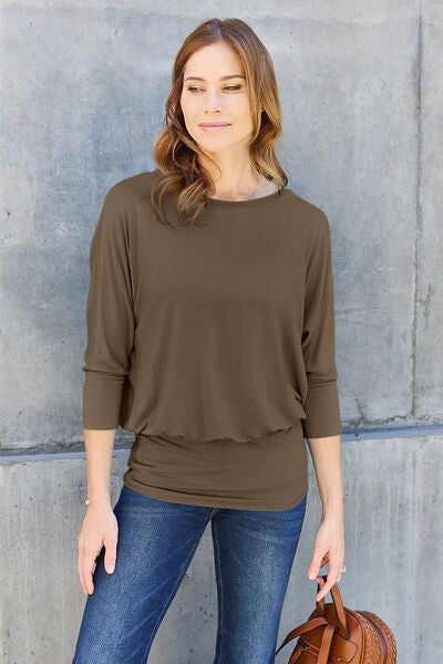 Round Neck Batwing Sleeve Blouse us.meeeshop - Shirts & Tops