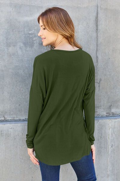 Round Neck Dropped Shoulder T-Shirt us.meeeshop - 