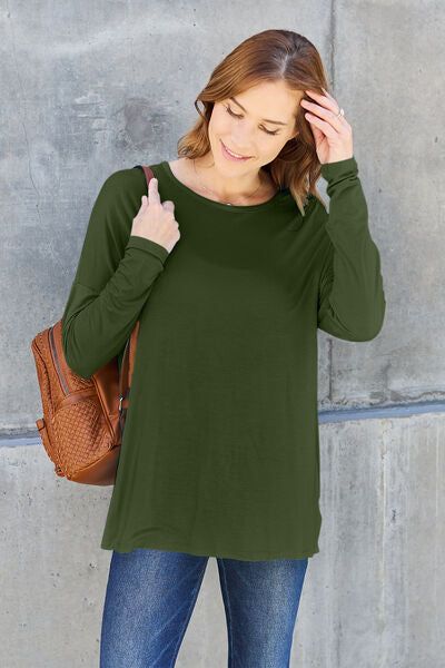 Round Neck Dropped Shoulder T-Shirt us.meeeshop - Shirts & Tops