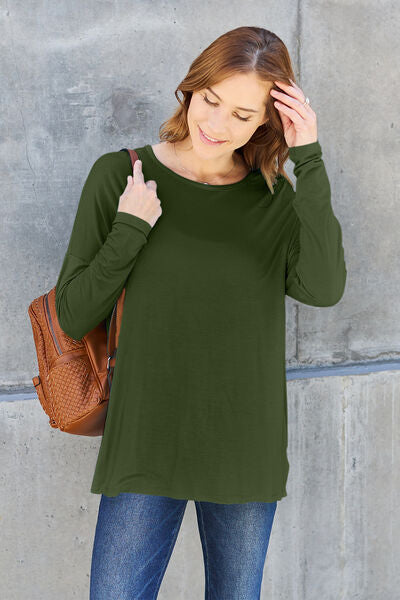 Round Neck Dropped Shoulder T-Shirt | us.meeeshop