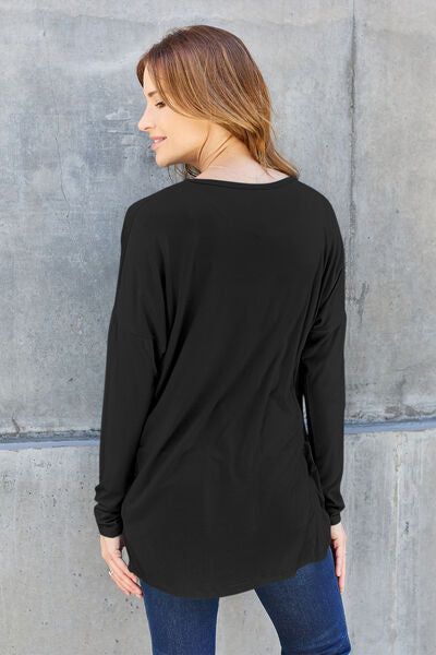 Round Neck Dropped Shoulder T-Shirt us.meeeshop - 