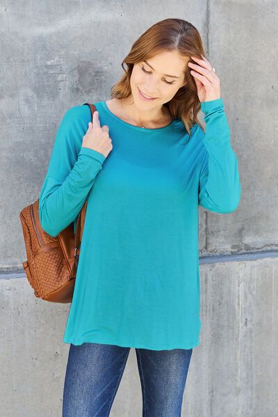 Round Neck Dropped Shoulder T-Shirt us.meeeshop - 