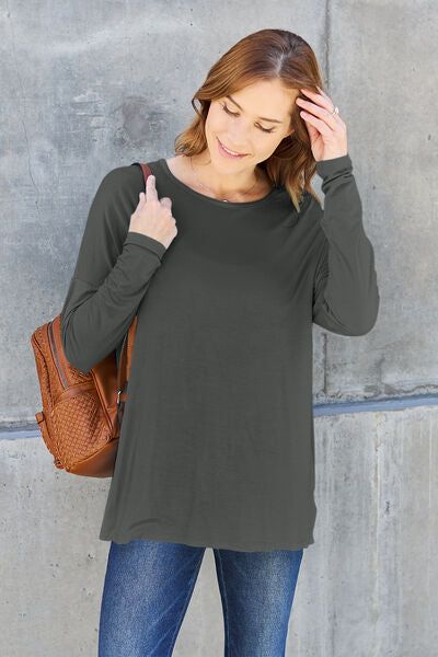 Round Neck Dropped Shoulder T-Shirt us.meeeshop - 