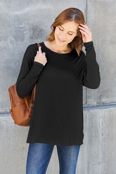 Round Neck Dropped Shoulder T-Shirt us.meeeshop - 