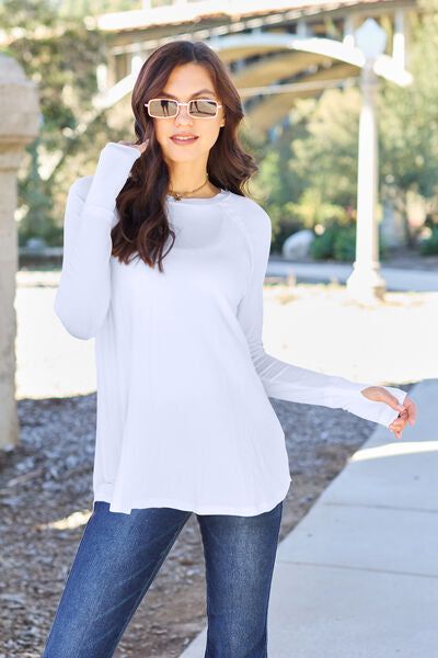 Round Neck Long Sleeve T-Shirt us.meeeshop - Shirts & Tops