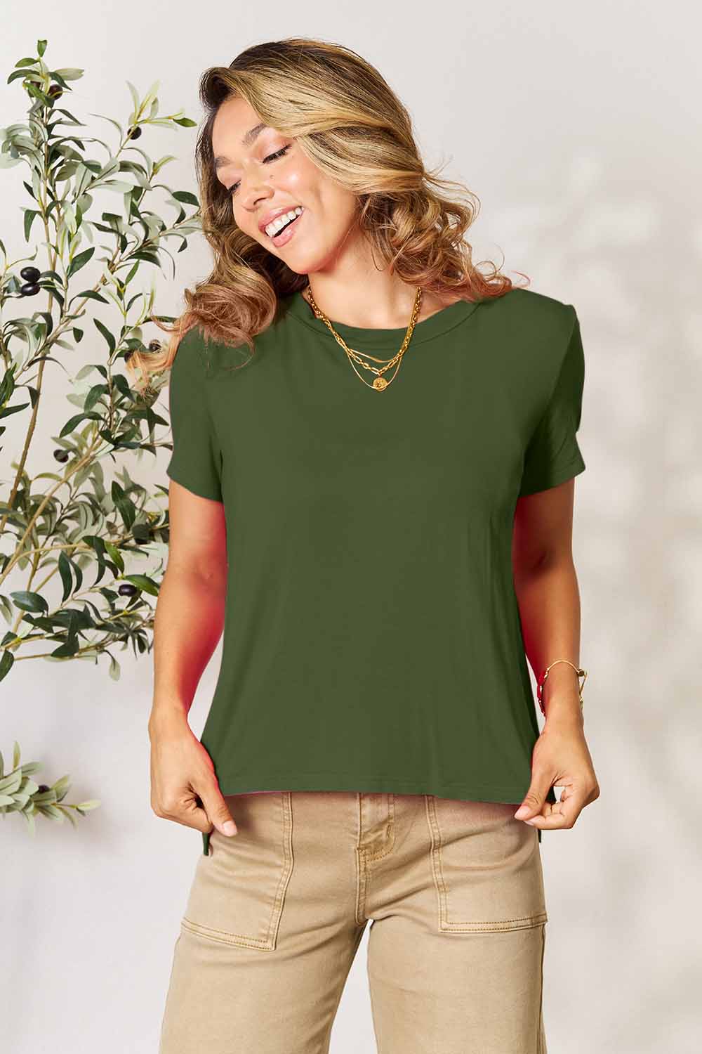 Round Neck Short Sleeve T-Shirt us.meeeshop - 