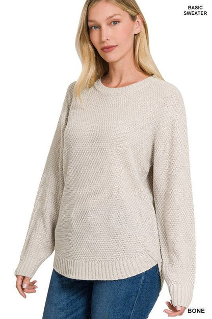 Round Neck Basic Sweater - us.meeeshop