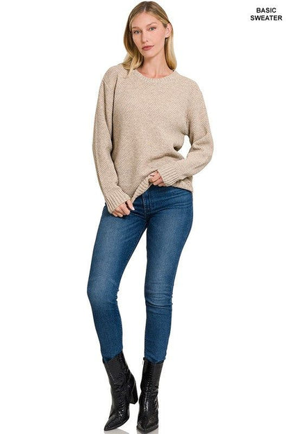 Round Neck Basic Sweater - us.meeeshop