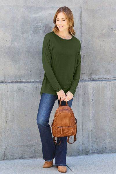 Round Neck Dropped Shoulder T-Shirt - us.meeeshop