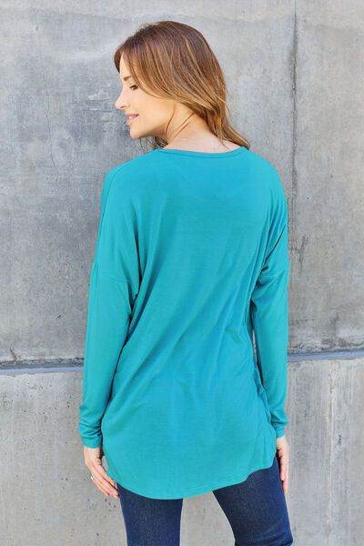 Round Neck Dropped Shoulder T-Shirt - us.meeeshop