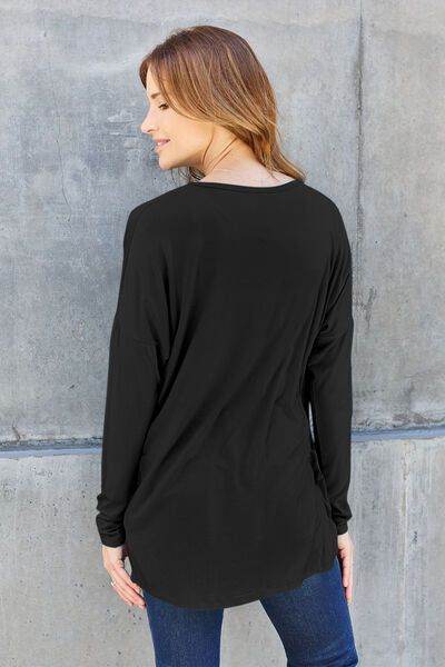 Round Neck Dropped Shoulder T-Shirt - us.meeeshop