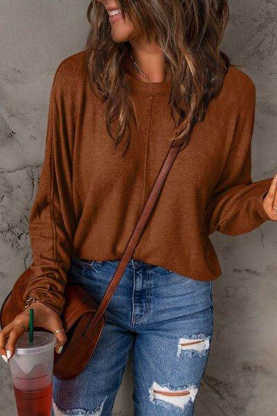 Round Neck Long Sleeve T-Shirt - us.meeeshop