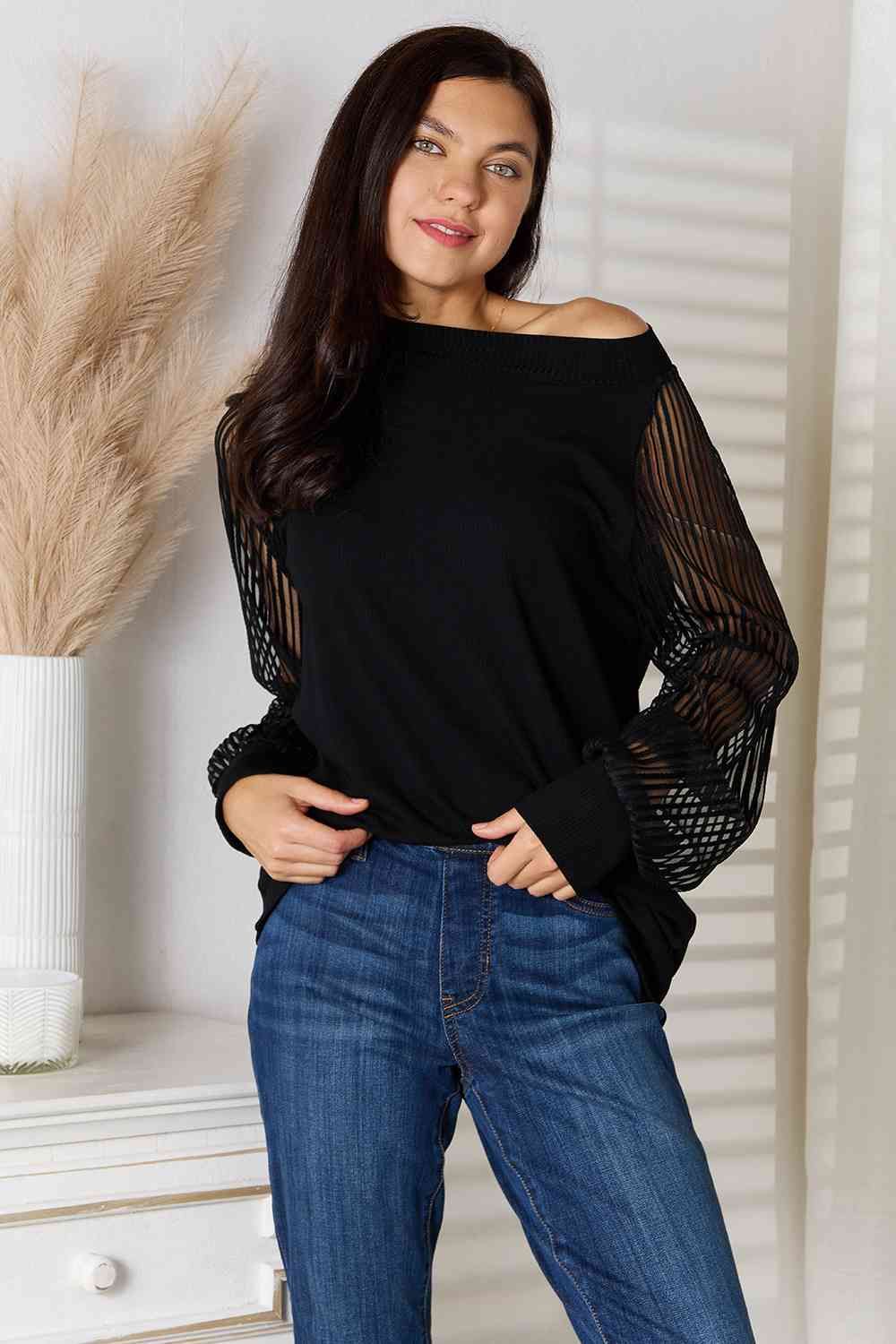 Women's Round Neck Raglan Sleeve Blouse - us.meeeshop