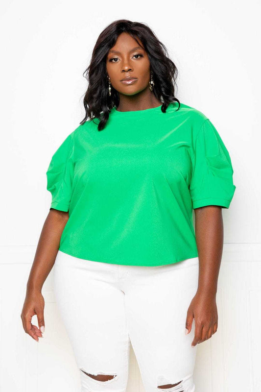 Ruched Puff Sleeve Blouse Top | us.meeeshop