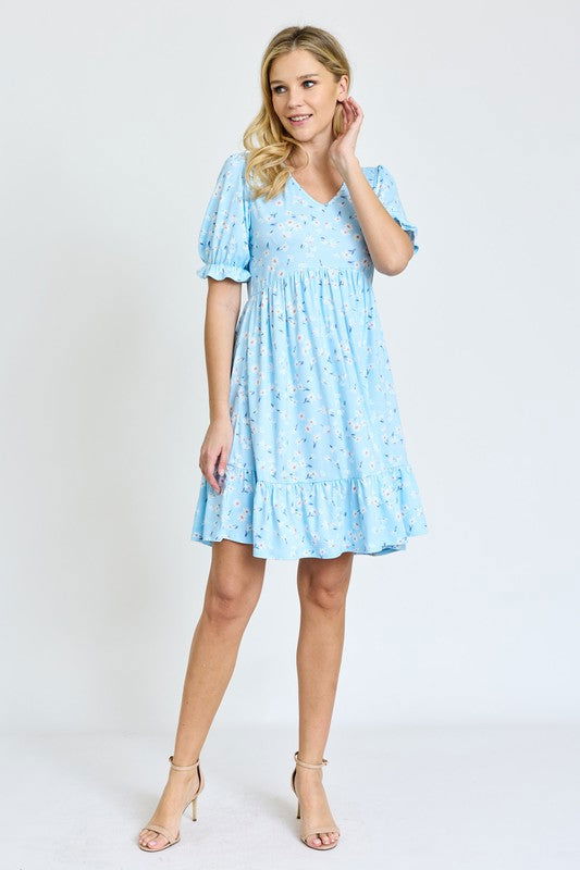 Ruffle Floral V-Neck Midi Dress us.meeeshop - 